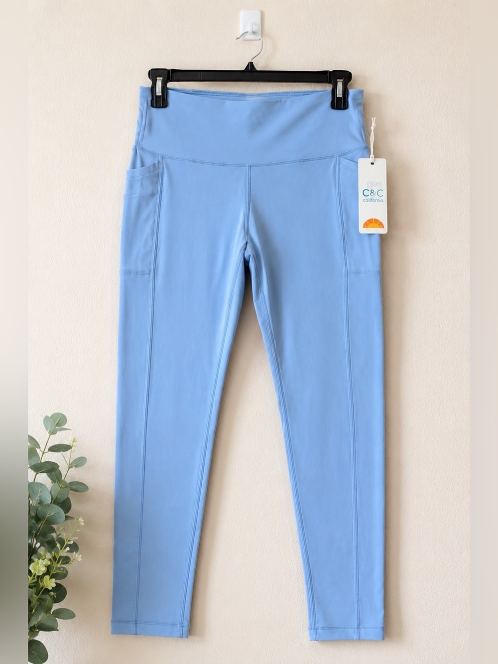 C&C California High Waist Pocket Leggings Sky Blue NWT Size Small